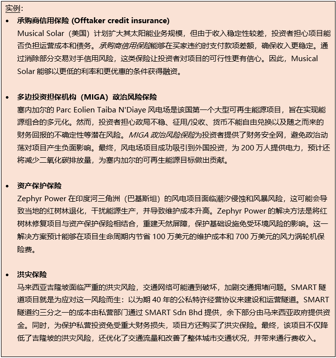 图2:保险解决方案示例(按项目阶段和效用划分)